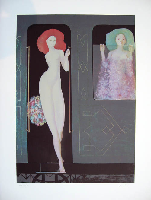 Leonor Fini - Les Lecons Plate 06 - Vesper Express - 1976 color serigraph
